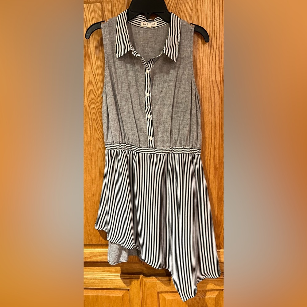 Anthropologie‎ X Hem & Thread Flowy Asymmetrical Hem Lined Mini Dress Size Small